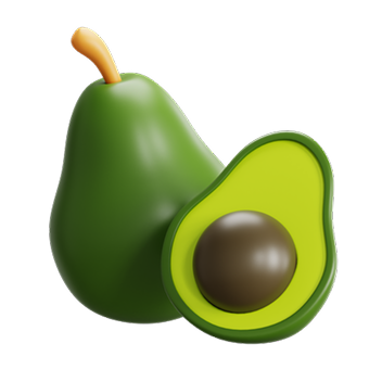 Two avocados, one sliced half