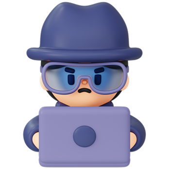 A person working with his Laptop in cartoon style